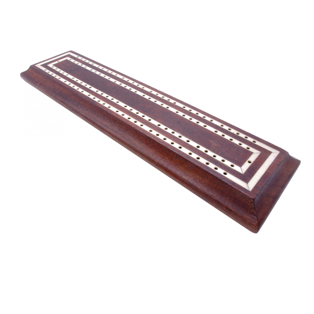 Inlaid Mahogany & Bone Cribbage board