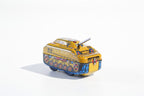 Yellow tank tin toy  with 'U.S. Army' text 