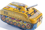 Yellow tank tin toy  with 'U.S. Army' text 