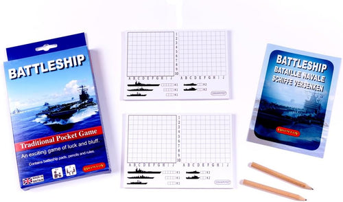 Battleship game with instructions, pencils and battleship pads.