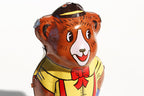 Close up of bear tin toy