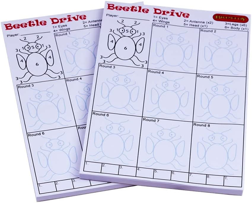 Beetle Drive score pads with beetle design