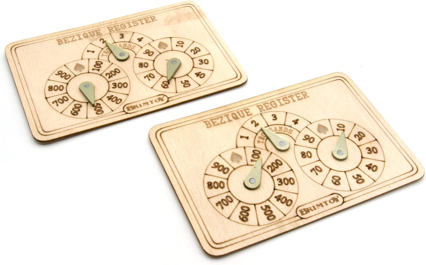 Two Wooden bezique score markers