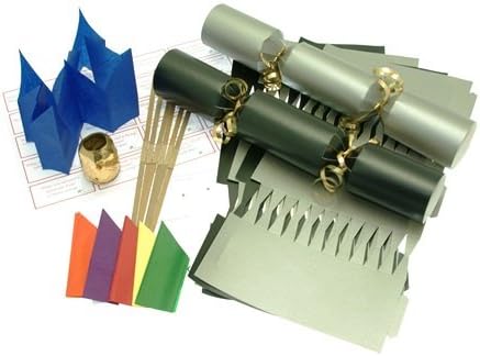 Black & Silver make your own Christmas crackers with jokes, hats, snaps and ribbon