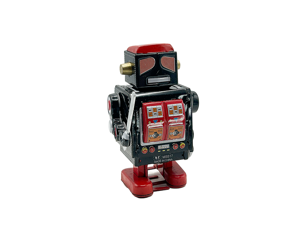 Black Robot with sword - Collectable Tin Toy