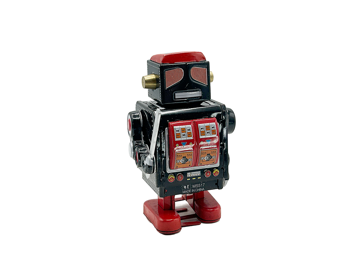 Black Robot with sword - Collectable Tin Toy