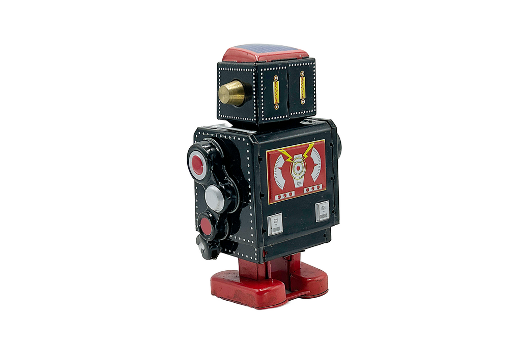 Black Robot with sword - Collectable Tin Toy