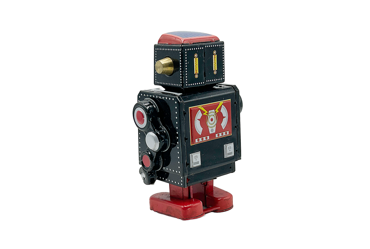 Black Robot with sword - Collectable Tin Toy