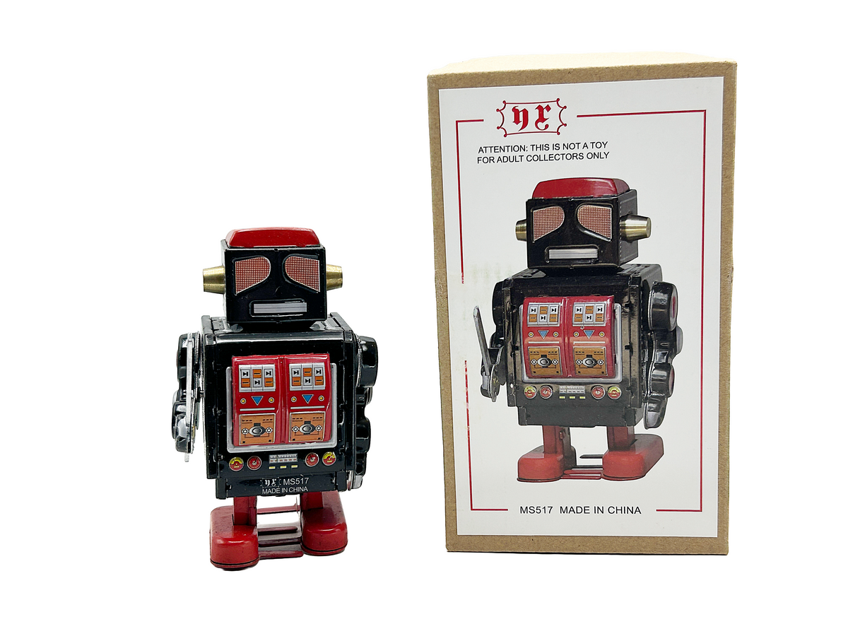 Black Robot with sword - Collectable Tin Toy
