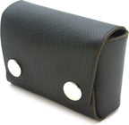 Black leather pouch with silver buttons 