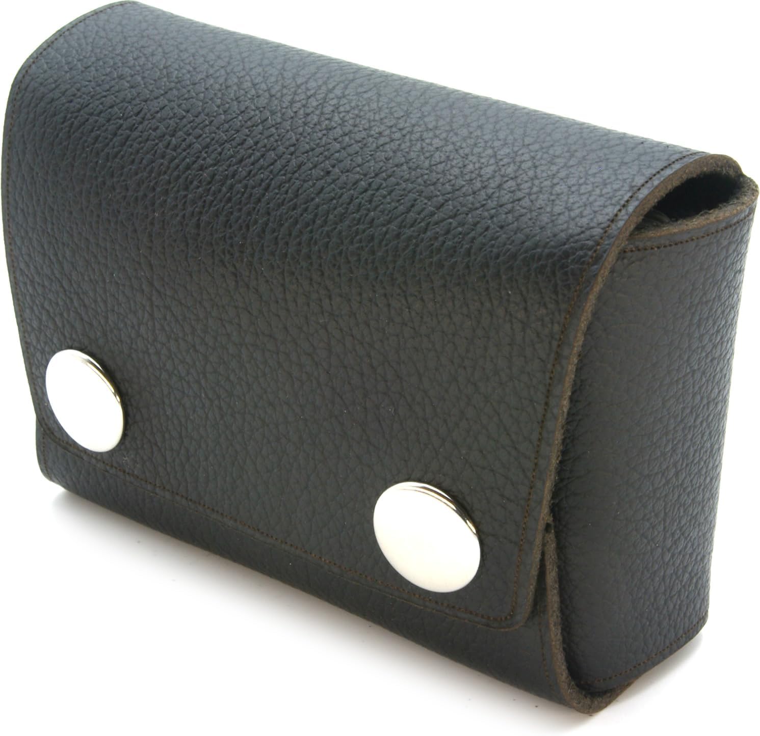 Black leather pouch with silver buttons 