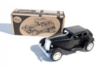 Black ol timer classic car tin toy with packaging