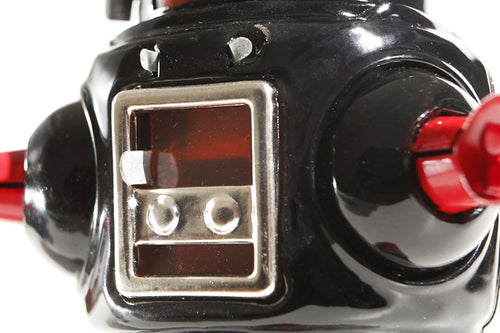 Close up of Black planet Vintage robot tin toy 