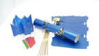 Blue make your own Christmas crackers with jokes, hats, snaps and ribbon
