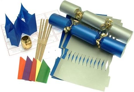 Blue & Silver make your own Christmas crackers with jokes, hats, snaps and ribbon