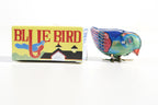 Colourful Blue Bird Tin Toy with packaging