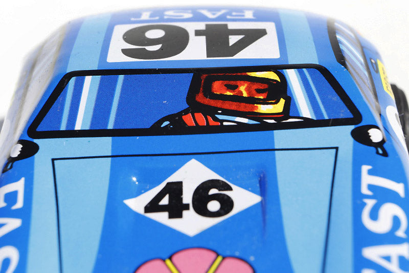 Blue race car tin toy with the number 46