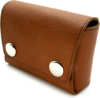 Brown leather pouch with silver buttons 