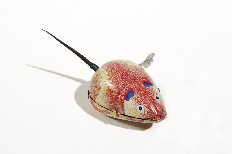 Brown mouse tin toy with wind up key
