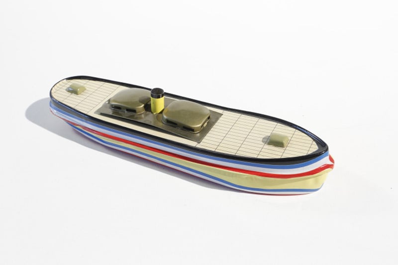 Canal barge tin toy candle boat