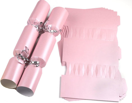 Pink crackers with silver ribbon and pink cracker blanks