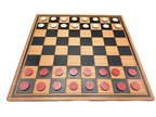 Chess/draughts board with playing pieces