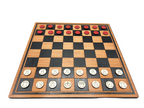 Chess/draughts board with playing pieces