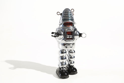 Chrome sparking Vintage tin toy robot 