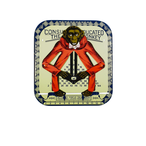 Consult the educated monkey tin toy 