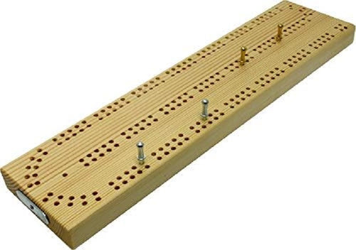 Continuous 2 track Wooden cribbage board with cribbage pegs 