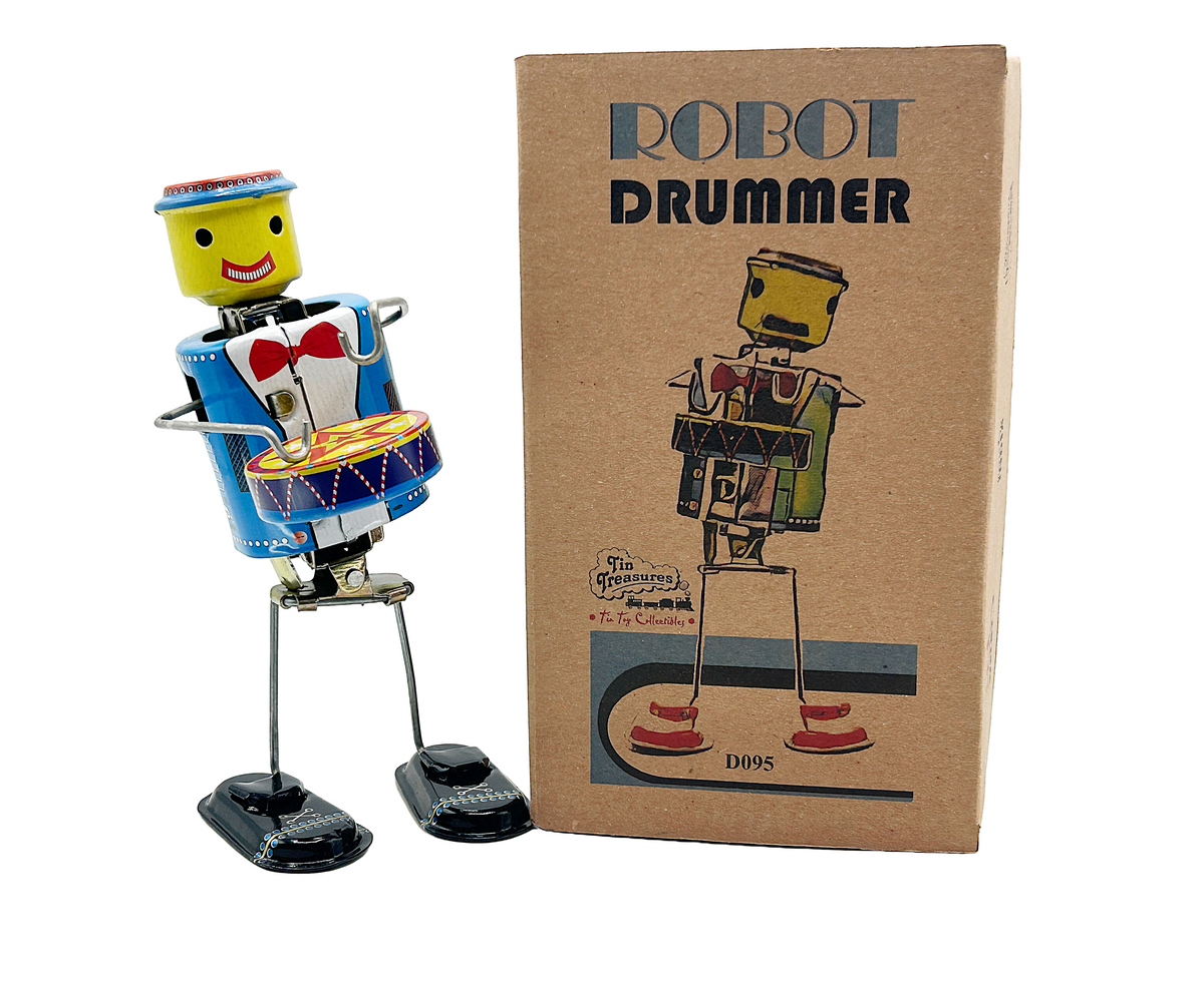Dancing Robot Drummer tin toy - Collectable Tin Toy