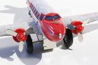 Close up of Schylling DC3 Plane tin toy