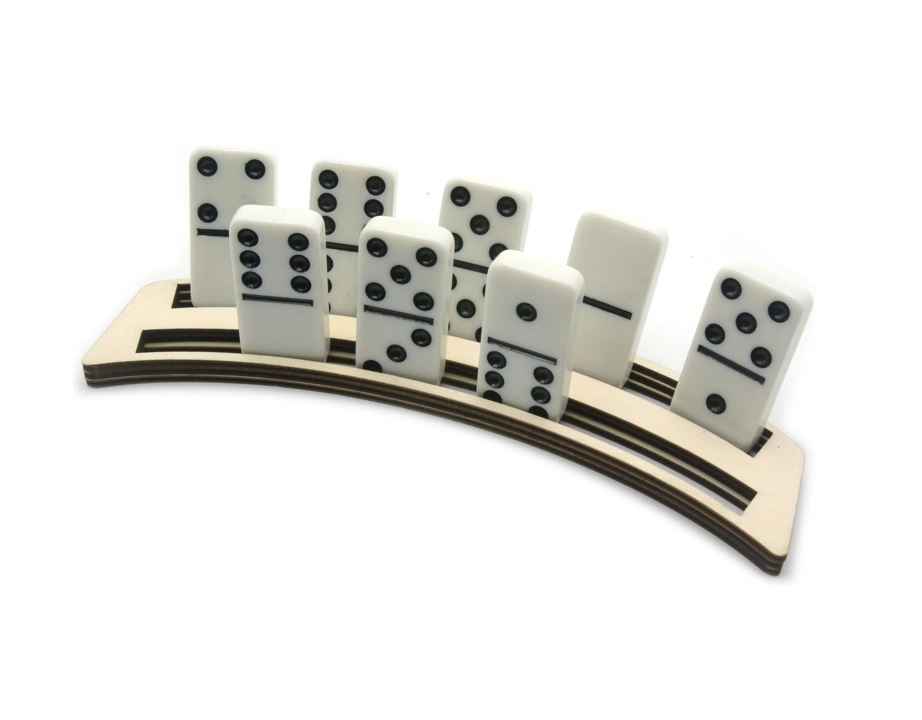 Domino rack with dominoes