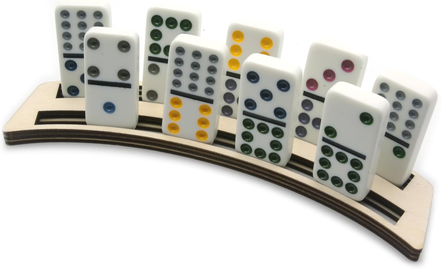 Domino holder with dominoes
