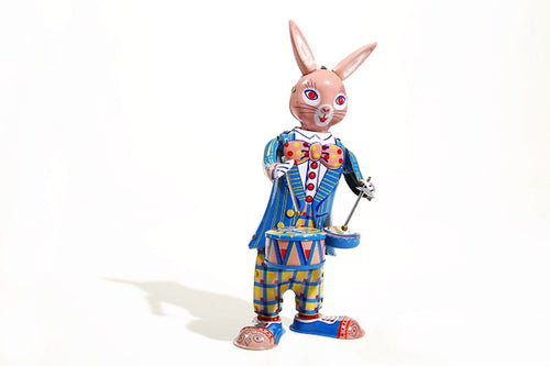 Drumming Bunny Tin Toy