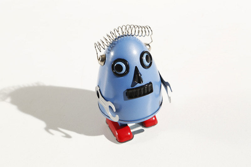 Blue egg man tin toy robot