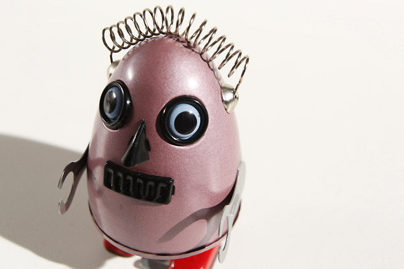 Purple Egg Man Tin Toy Robot