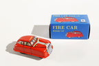 Red Fire car tin toy with packaging