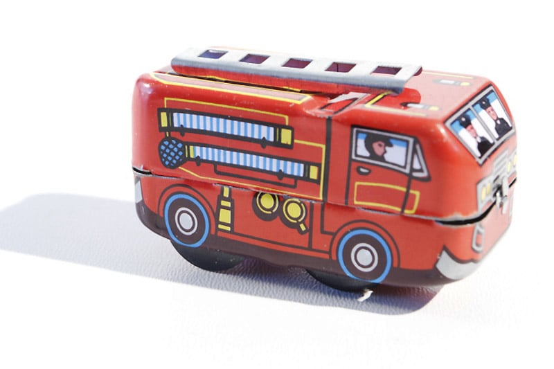 Red fire engine tin toy
