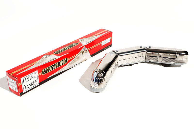 The Flying Yankee Tin Toy train with packaging