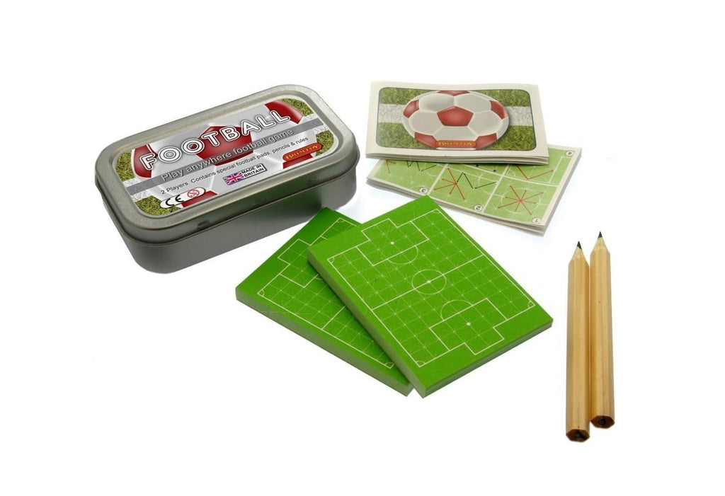 Pocket football game in a tin with Instructions,  playing pads and pencils