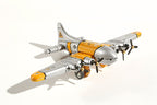 Flying fortress B17 plane tin toy silver and yellow plane