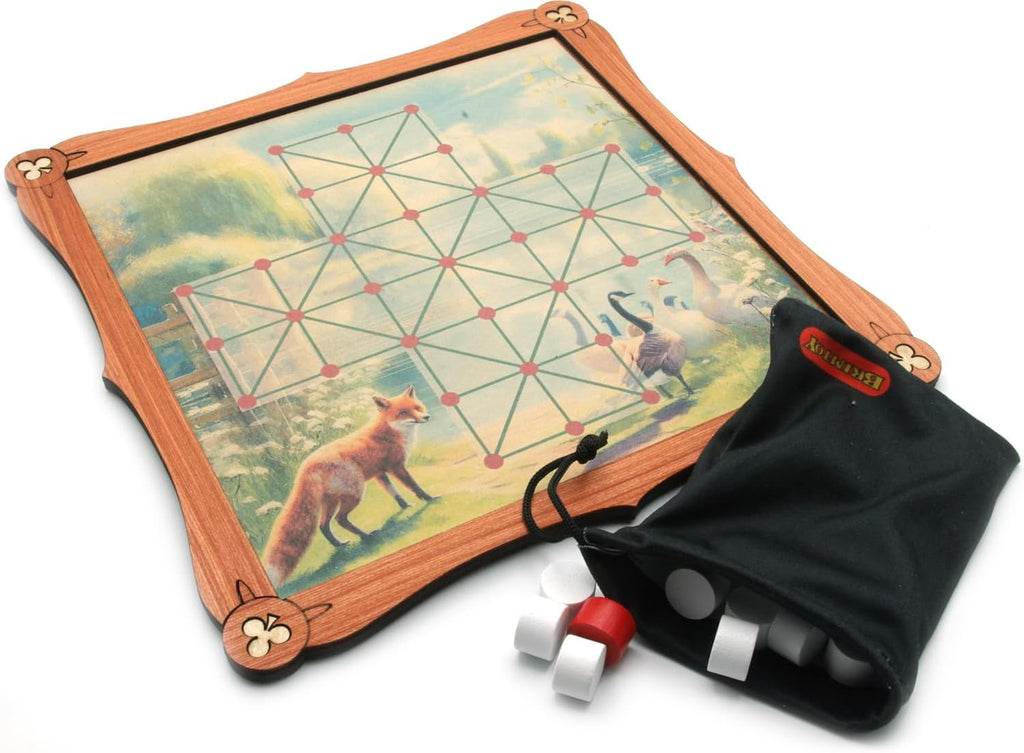 Fox & Geese Board game with playing pieces