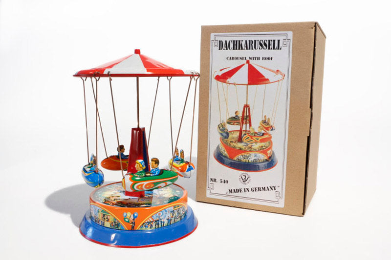 German Rocket Carousel Tin Toy with packaging