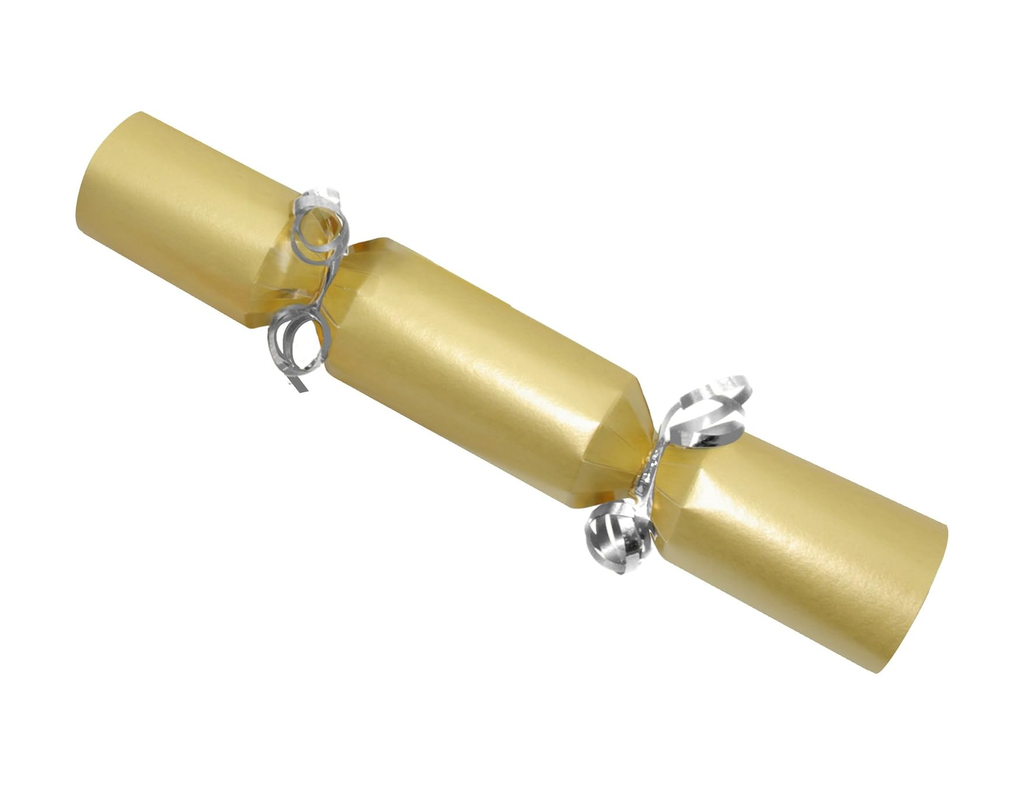 Gold cracker with silver ribbon