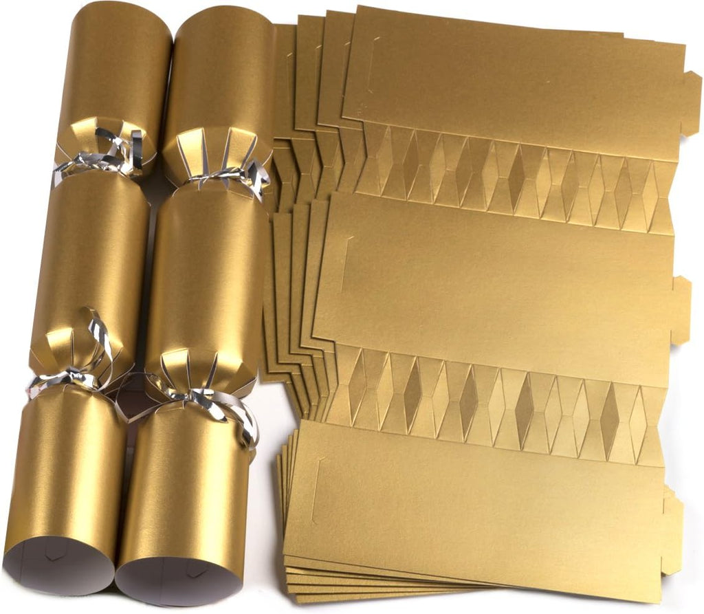 Gold crackers with silver ribbon and gold cracker blanks