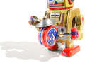 Big Gold Band Vintage-style robot tin toy with metallic gold, red, and blue colours