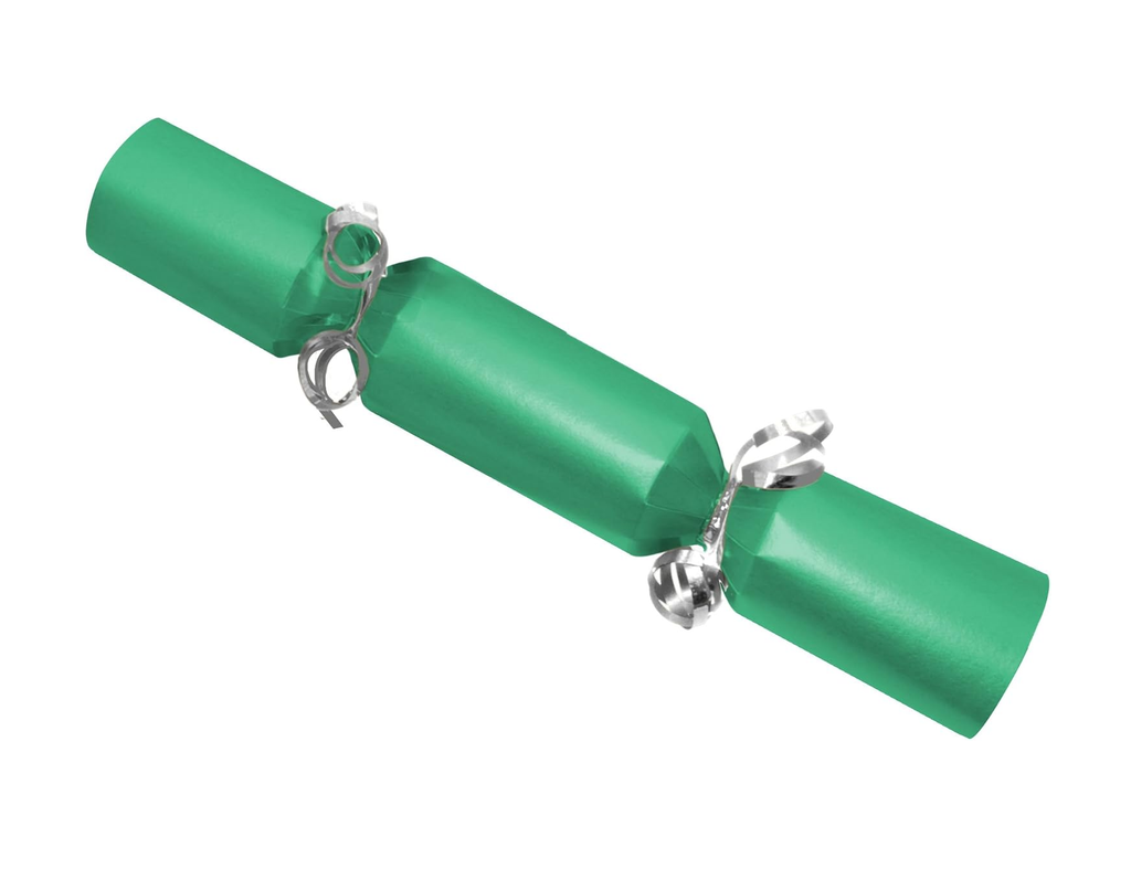 Green cracker with silver ribbon