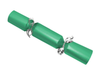 Green cracker with silver ribbon