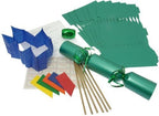 Green make your own Christmas crackers with jokes, hats, snaps and ribbon